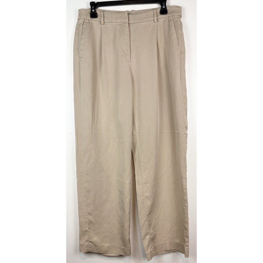 J Crew Women's Pants Khaki Wide Leg Pleated Work Office Casual Classic Sz 10